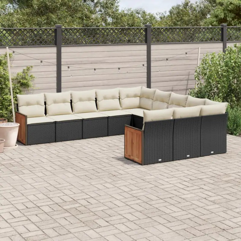 Lounge tuinset met waterdichte zak en zwart materiaal van gepoedercoat staal - Zwart en crème / Zonder tafel - Tuinsets