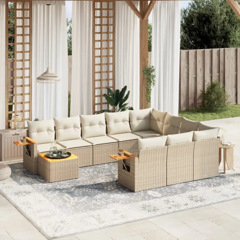 Lounge tuinset met zwart materiaal en gepoedercoat staal - beige en crèmekleurig - Tuinsets