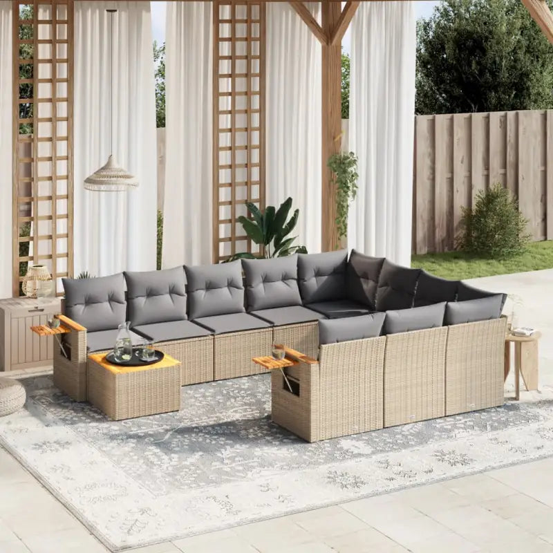 Lounge tuinset met zwart materiaal en gepoedercoat staal - Beige en grijs - Tuinsets