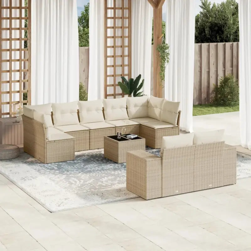 Lounge tuinset van beige materiaal en gepoedercoat staal afmetingen - beige en crèmekleurig / Zonder tafel - Tuinsets