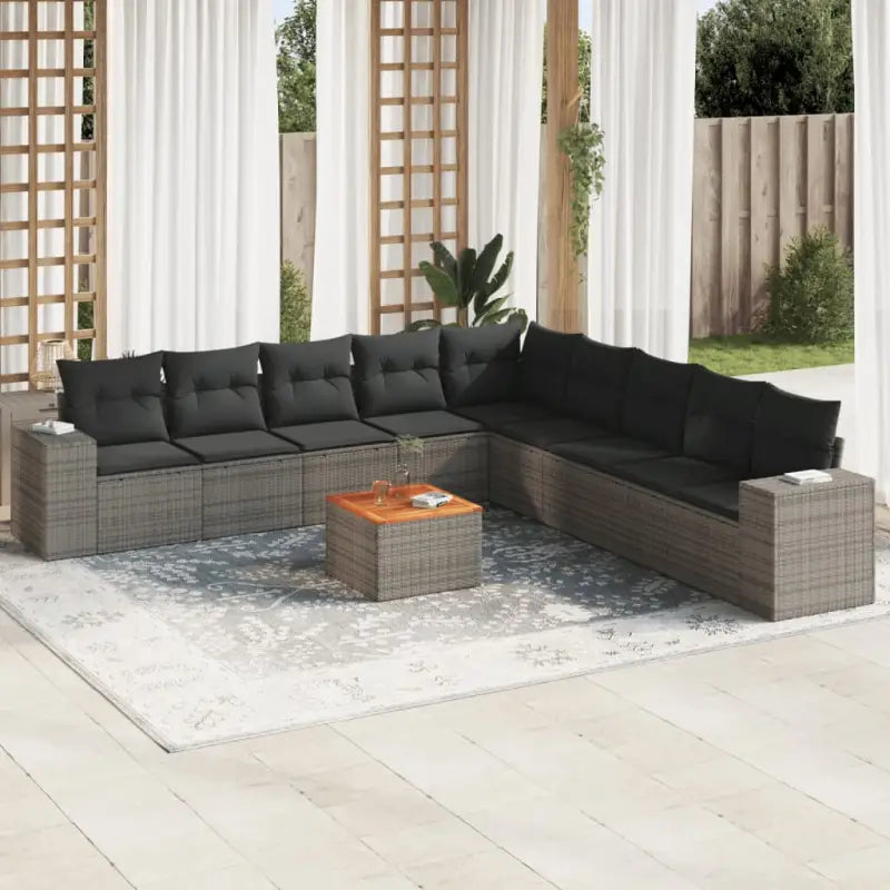 Lounge tuinset van beige materiaal en gepoedercoat staal afmetingen - Grijs - Tuinsets