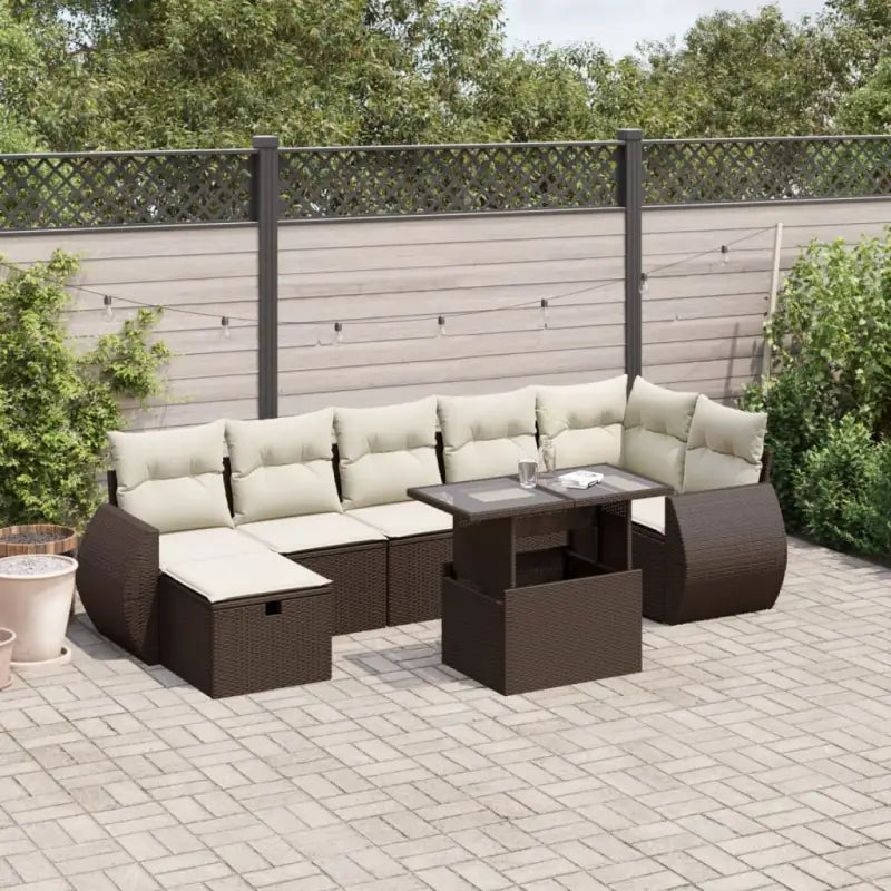 Lounge Tuinset van Beige Materiaal en Gepoedercoat Staal - Bruin en crème / zonder opbergruimte - Tuinsets