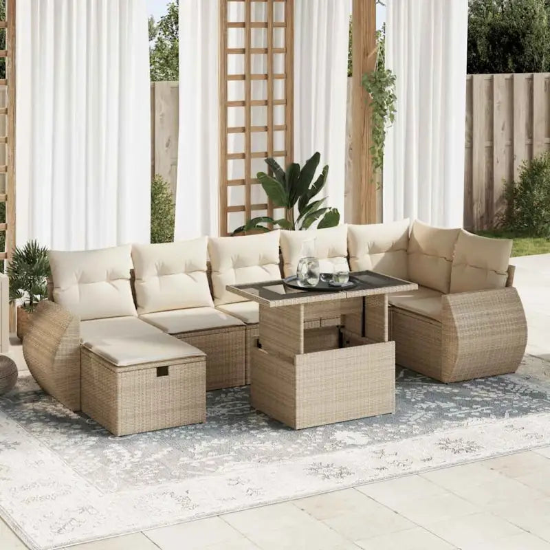 Lounge Tuinset van Beige Materiaal en Gepoedercoat Staal - beige en crèmekleurig / met opbergruimte - Tuinsets