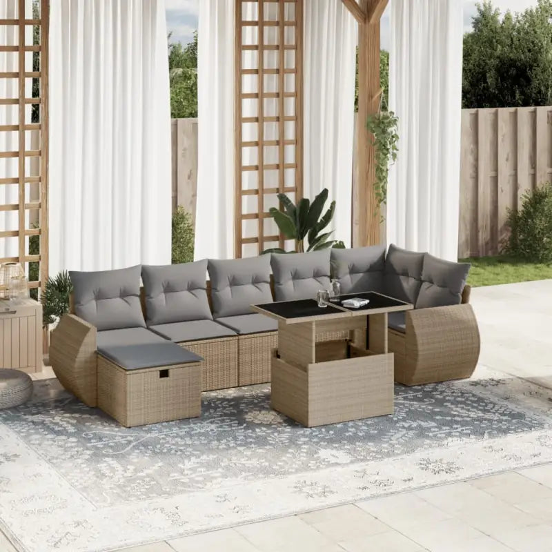 Lounge Tuinset van Beige Materiaal en Gepoedercoat Staal - Beige en grijs / zonder opbergruimte - Tuinsets
