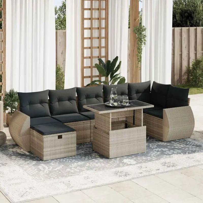 Lounge Tuinset van Beige Materiaal en Gepoedercoat Staal - Lichtgrijs / met opbergruimte - Tuinsets