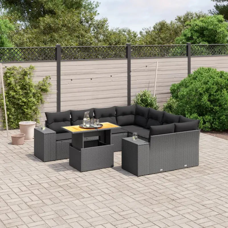 Lounge tuinset van beige materiaal en gepoedercoat staal met handige afmetingen - Zwart / zonder opbergruimte - Tuinsets