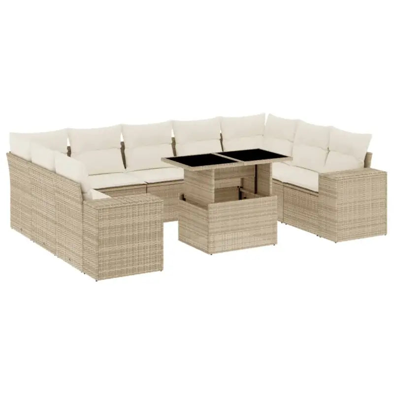 Lounge tuinset van beige materiaal en gepoedercoat staal met ruime afmetingen - Tuinsets