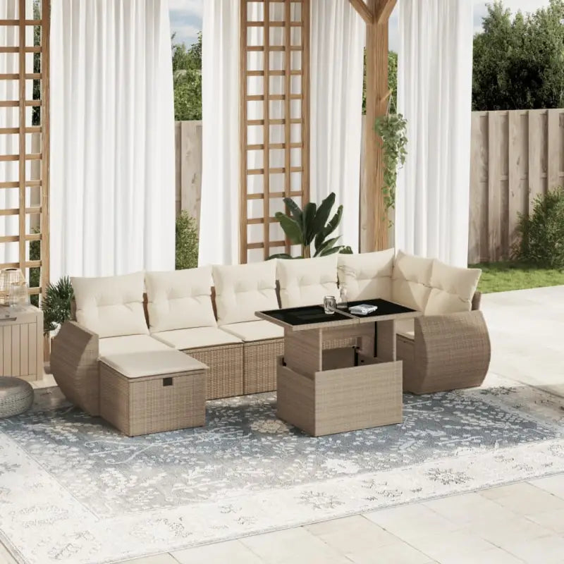 Lounge Tuinset van Beige Materiaal en Gepoedercoat Staal - Tuinsets