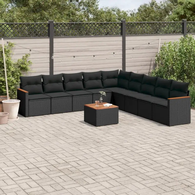 Lounge tuinset van beige materiaal en gepoedercoat staal voor buiten - Zwart / Met tafel - Tuinsets