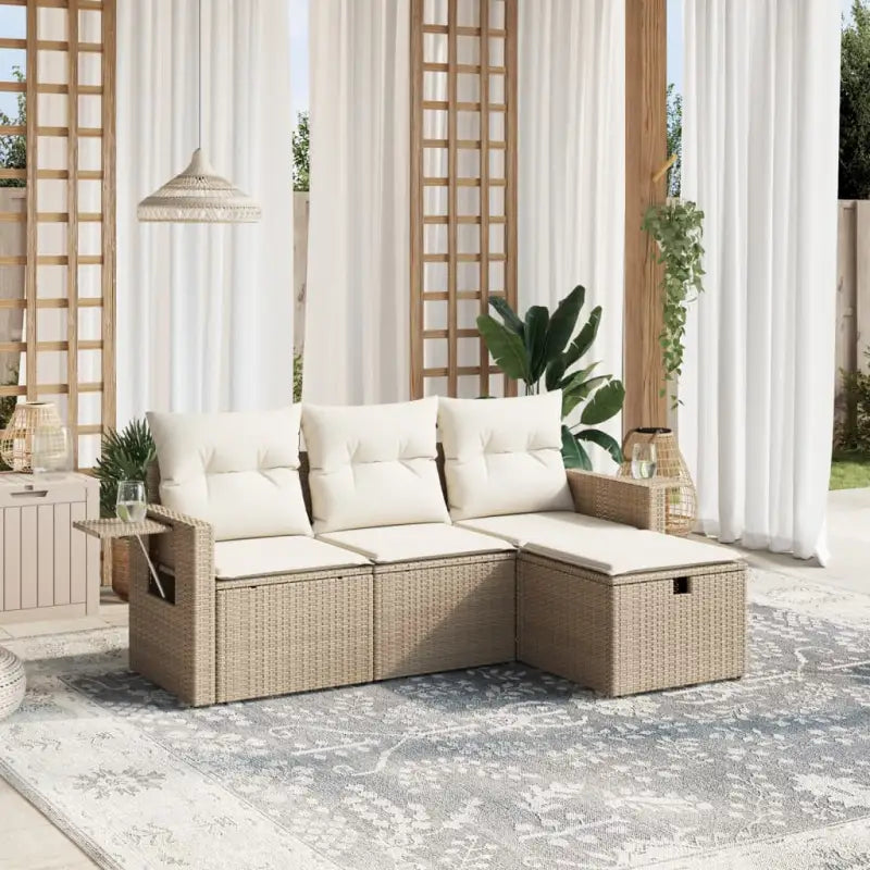 Lounge Tuinset van beige materiaal met gepoedercoat staal afmetingen - Tuinsets