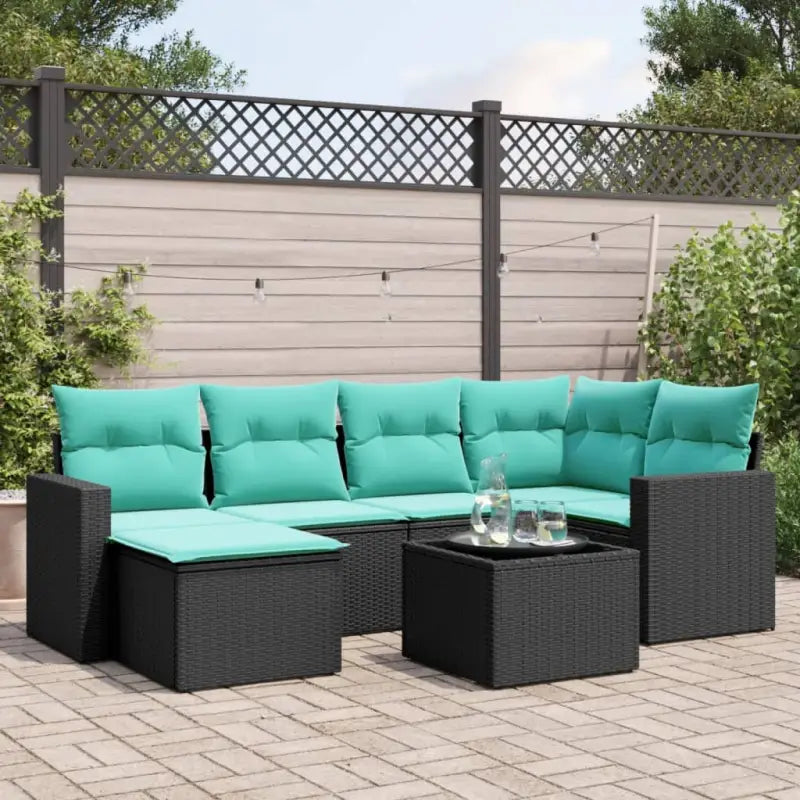 Lounge Tuinset van bruin materiaal met gepoedercoat staal afmetingen - Zwart en blauw / Met tafel - Tuinsets