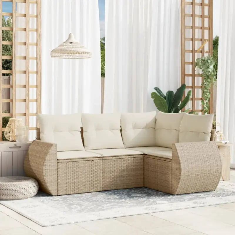Lounge Tuinset van Gepoedercoat Staal in Beige Materiaal - beige en crèmekleurig / Met tafel - Tuinsets