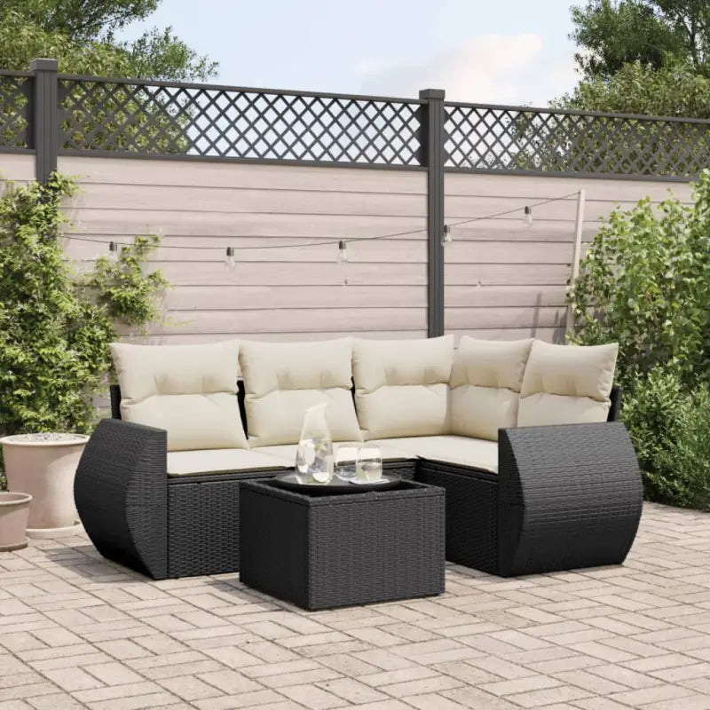 Lounge Tuinset van Gepoedercoat Staal in Beige Materiaal - Zwart en crème / Zonder tafel - Tuinsets