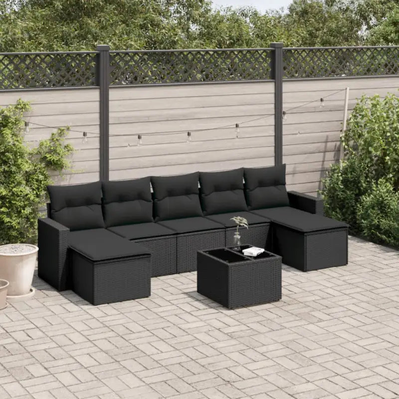 Lounge Tuinset van Gepoedercoat Staal in Beige Material met Afmetingen - Zwart / Met tafel - Tuinsets