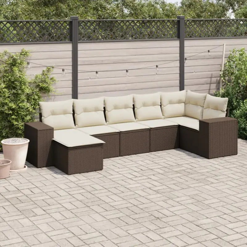 Lounge Tuinset van Gepoedercoat Staal in Beige voor Buitenplezier - Bruin en crème / Met tafel - Tuinsets