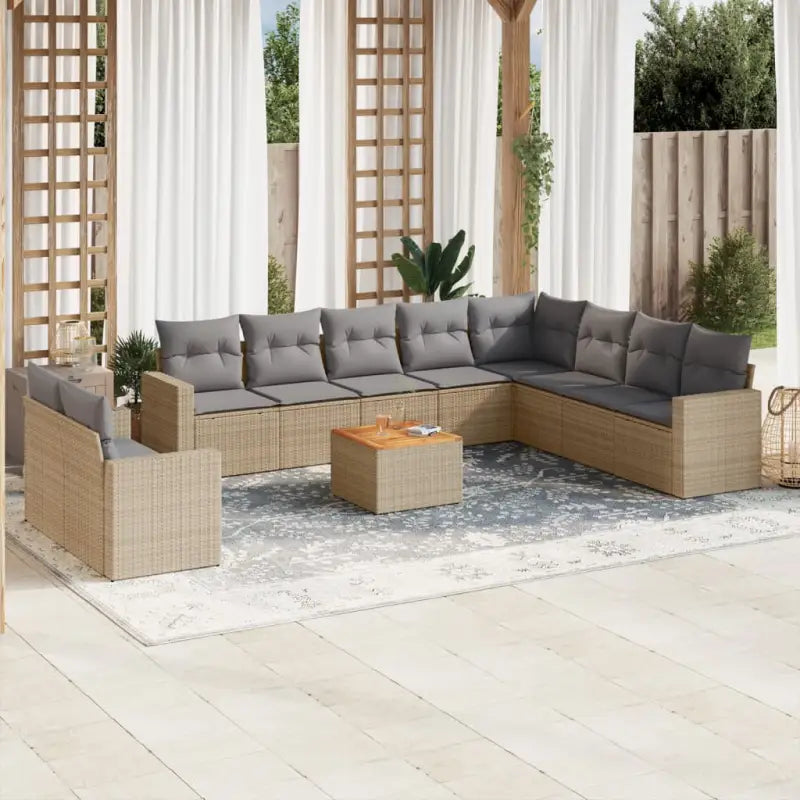 Lounge tuinset van gepoedercoat staal in zwart materiaal voor buitengebruik - Beige en grijs - Tuinsets
