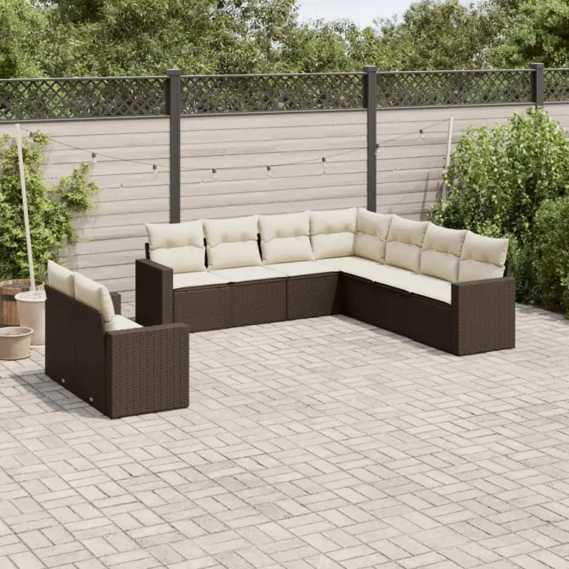 Lounge Tuinset van Gepoedercoat Staal in Zwart met Afmetingen voor Buitenruimte - Bruin en crème / Zonder tafel