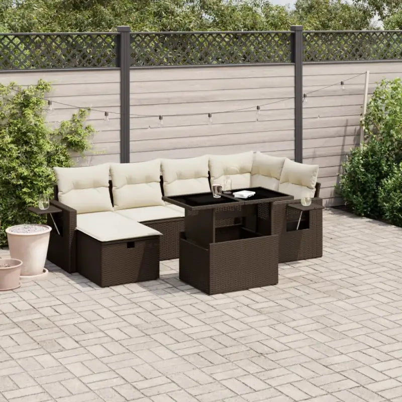 Lounge Tuinset van Gepoedercoat Staal met Beige Materiaal en Afmetingen - Bruin en crème / zonder opbergruimte