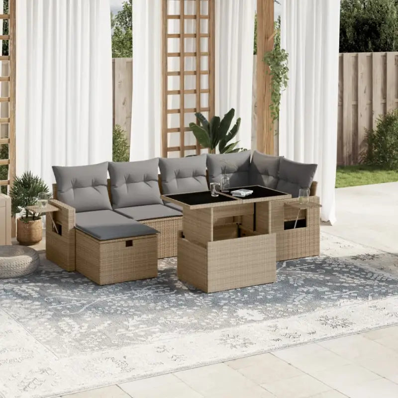 Lounge Tuinset van Gepoedercoat Staal met Beige Materiaal en Afmetingen - Tuinsets