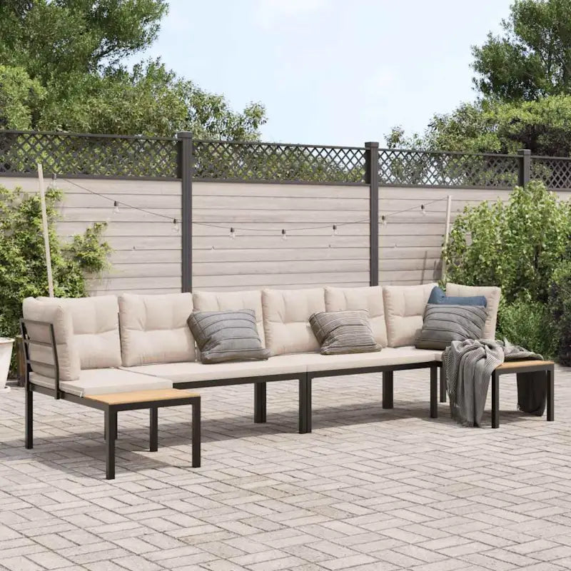 Lounge tuinset van gepoedercoat staal met comfortabele zitervaring - Taupe / Zonder tafel - Tuinsets