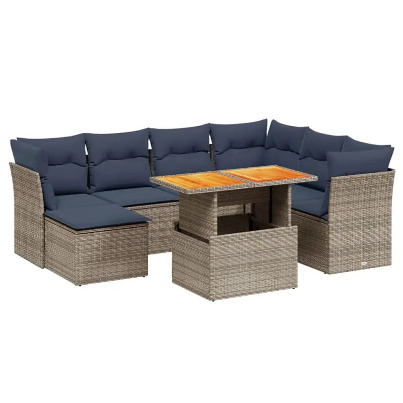 Lounge tuinset van grijs materiaal en gepoedercoat staal met afmetingen - Tuinsets