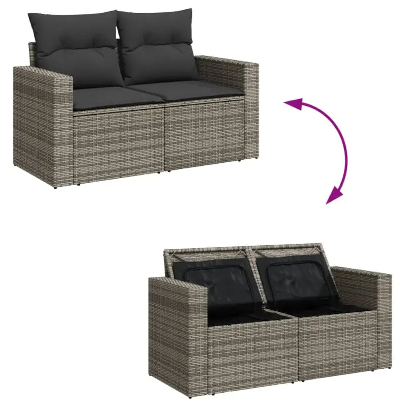 Lounge tuinset van grijs materiaal en gepoedercoat staal afmetingen - Tuinsets