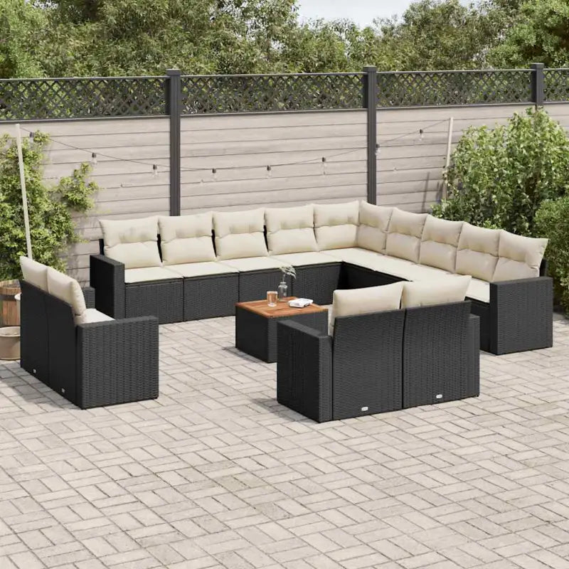 Lounge tuinset van grijs materiaal en gepoedercoat staal afmetingen - Zwart en crème - Tuinsets