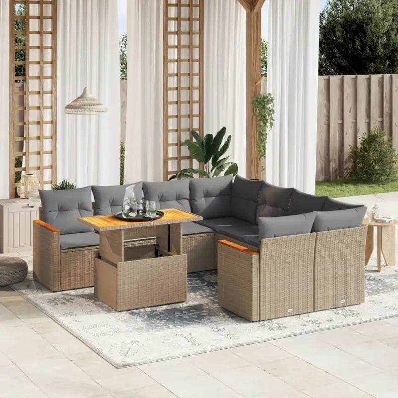 Lounge tuinset van grijs materiaal en gepoedercoat staal - Beige en grijs / zonder opbergruimte - Tuinsets