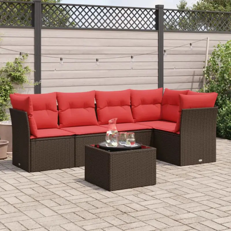 Lounge tuinset van grijs materiaal met waterdichte tas en gepoedercoat staal - Bruin / Met tafel - Tuinsets