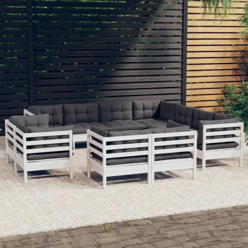 Lounge Tuinset van Massief Grenenhout voor Ontspanning en Gezelligheid - Wit - Tuinsets