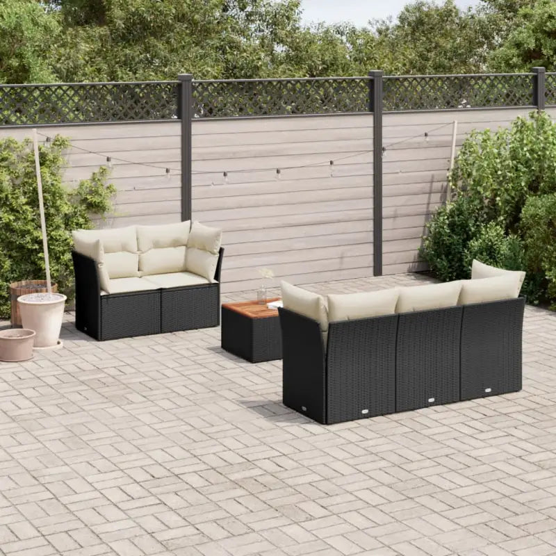 Lounge Tuinset van Poly Rattan en Gepoedercoat Staal voor Buitenplezier - Zwart en crème - Tuinsets