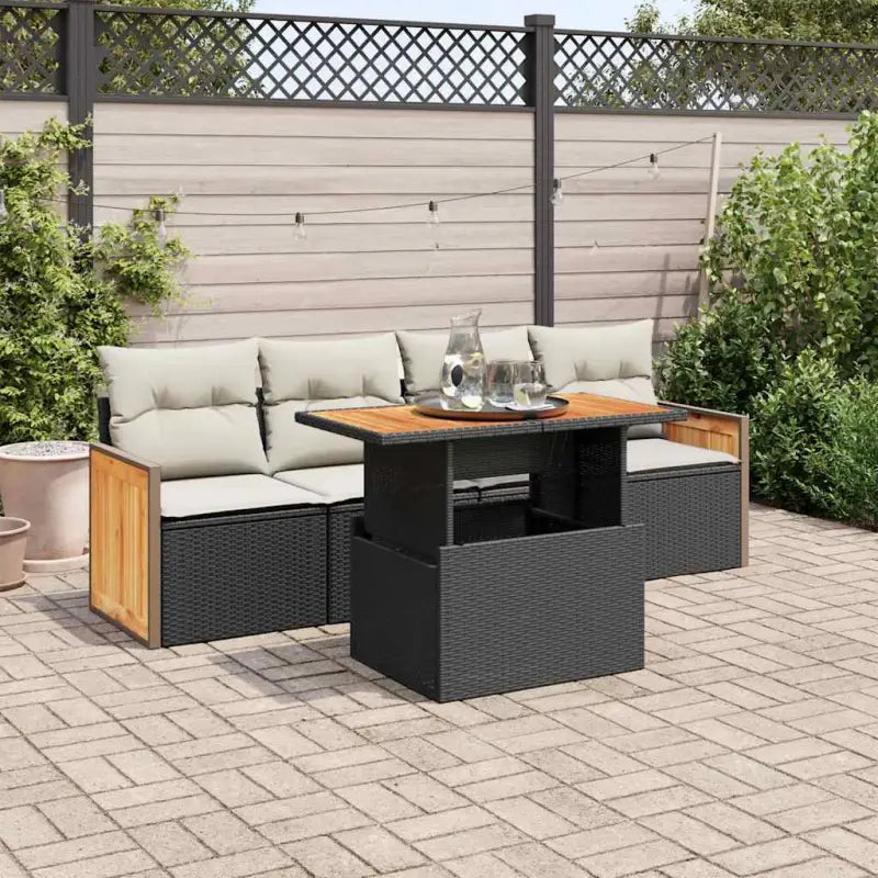 Lounge tuinset van poly rattan en gepoedercoat staal in beige materiaal - Zwart en crème / met opbergruimte - Tuinsets