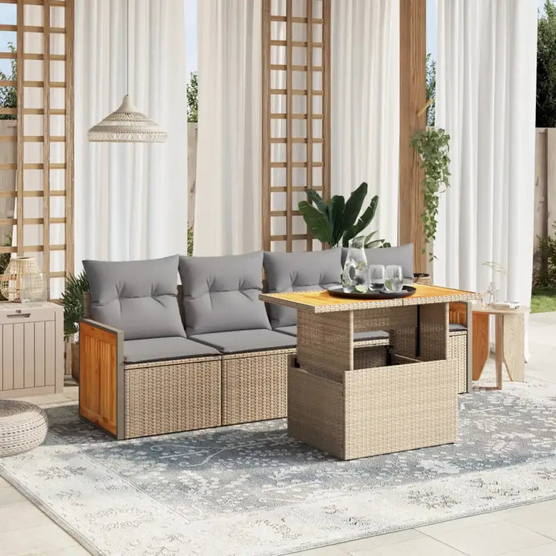 Lounge tuinset van poly rattan en gepoedercoat staal in beige materiaal - Tuinsets