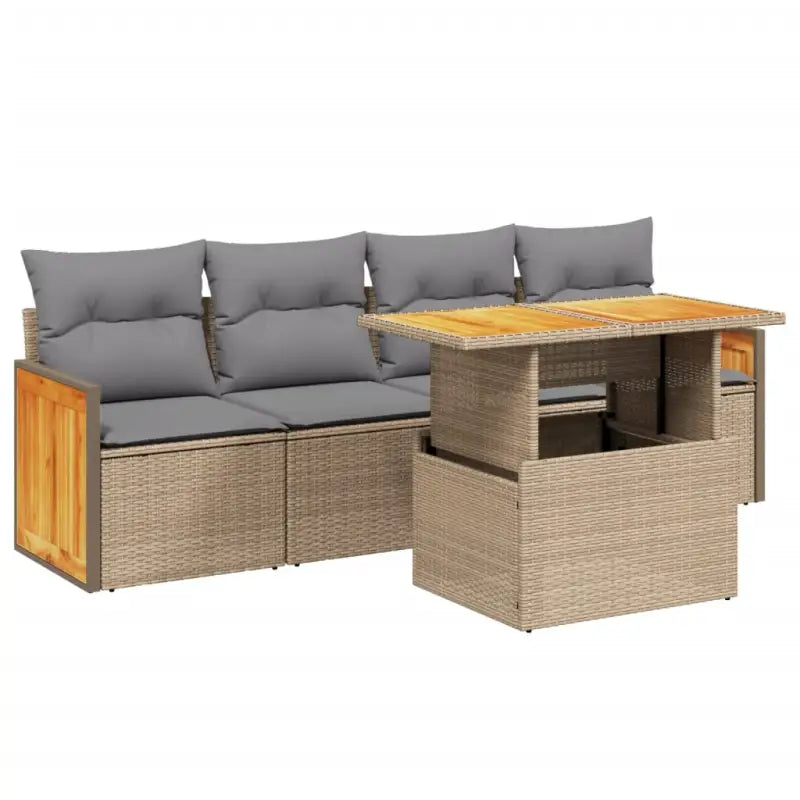 Lounge tuinset van poly rattan en gepoedercoat staal in beige materiaal - Tuinsets