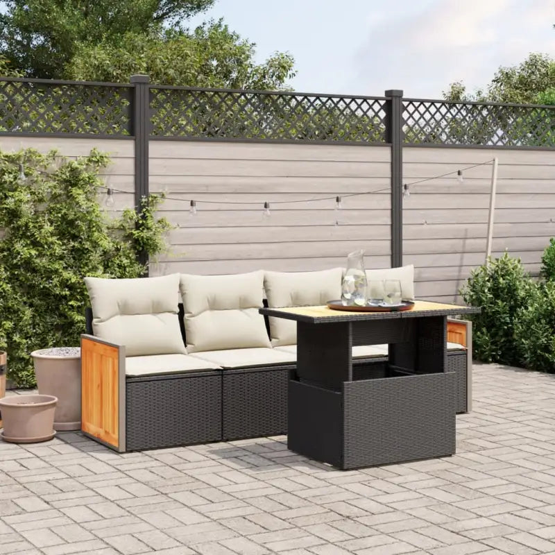 Lounge tuinset van poly rattan en gepoedercoat staal in beige materiaal - Zwart en crème / zonder opbergruimte