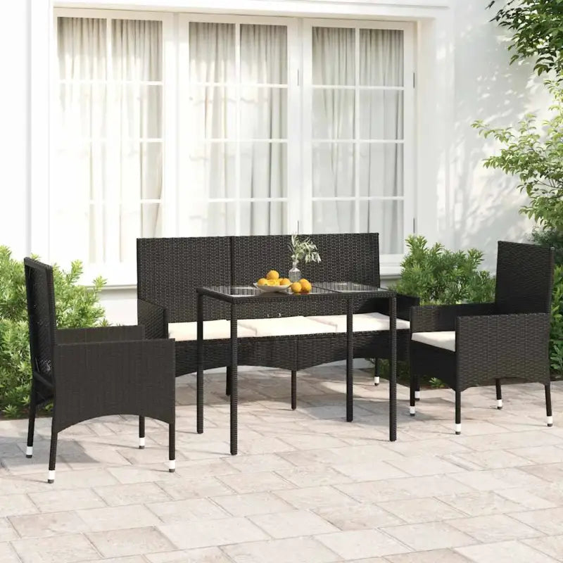 Lounge tuinset van poly rattan en gepoedercoat staal met afmetingen - Tuinsets