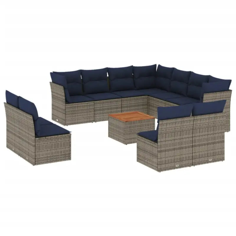 Lounge tuinset van poly rattan en gepoedercoat staal met ideale afmetingen - Grijs - Tuinsets