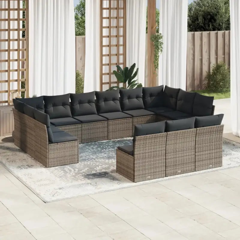 Lounge tuinset van poly rattan met comfortabele zitervaring en gepoedercoat staal - Grijs / Zonder tafel - Tuinsets