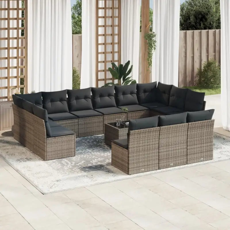 Lounge tuinset van poly rattan met comfortabele zitervaring en gepoedercoat staal - Grijs / Met tafel - Tuinsets