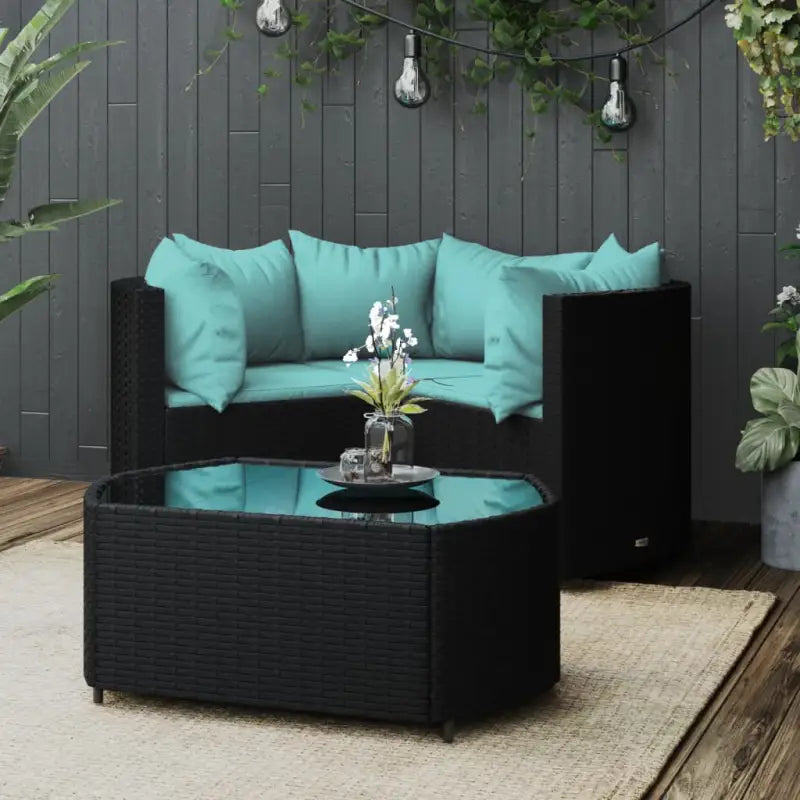Lounge Tuinset van Poly Rattan met Eenvoudig Schoon en Geharde Glas - Tuinsets