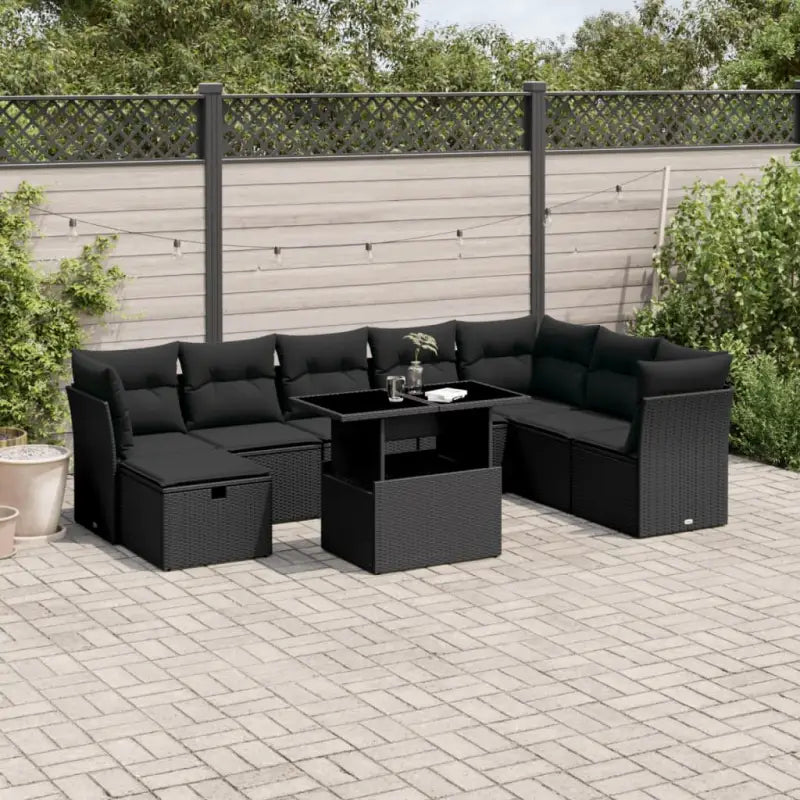 Lounge tuinset van zwart gepoedercoat staal met comfortabele afmetingen - Zwart / zonder opbergruimte - Tuinsets