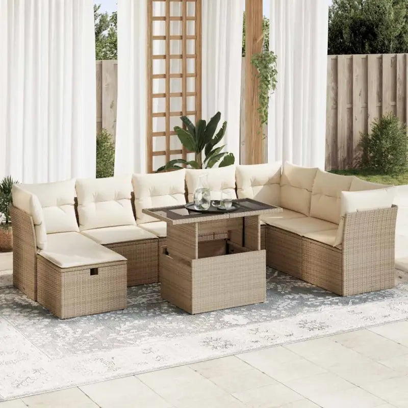 Lounge tuinset van zwart gepoedercoat staal met comfortabele afmetingen - beige en crèmekleurig / met opbergruimte