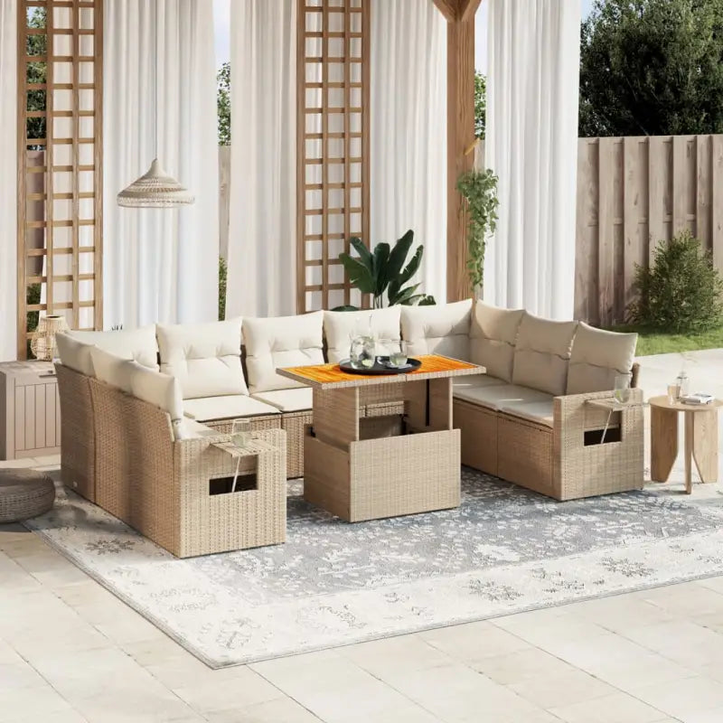Lounge Tuinset van zwart gepoedercoat staal met ideale afmetingen - beige en crèmekleurig / 5x midden + 4x hoek + Tafel
