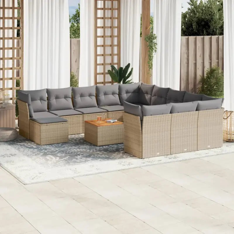 Lounge Tuinset van Zwart Gepoedercoat Staal met Perfecte Afmetingen - Beige en grijs - Tuinsets