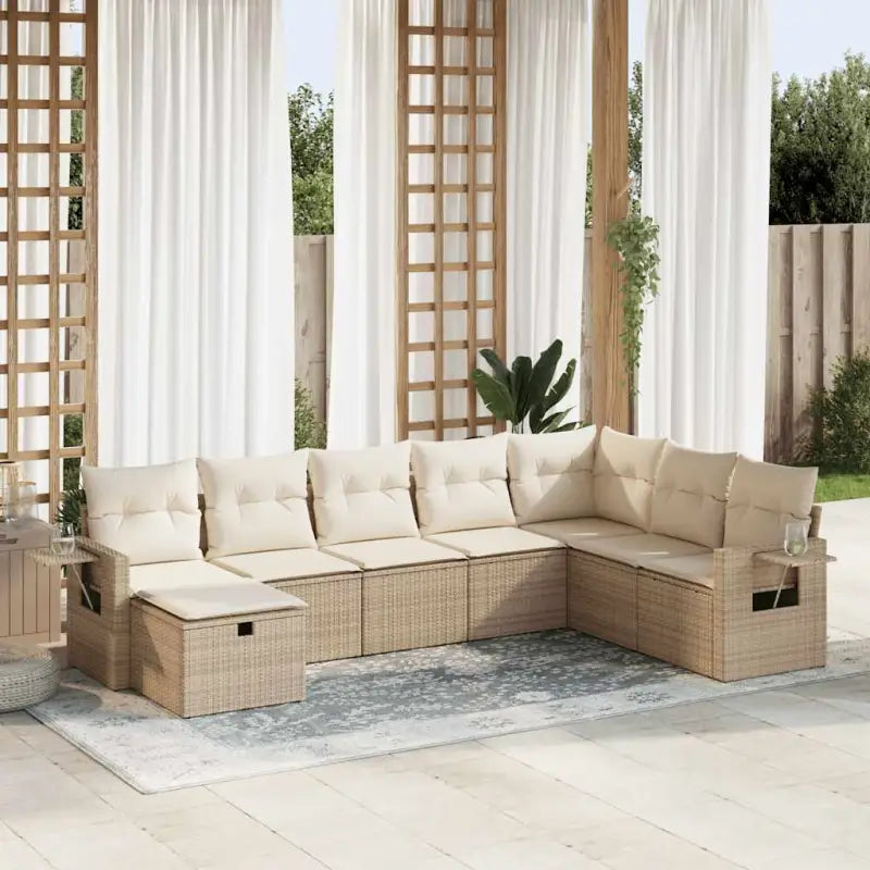 Lounge tuinset van zwart gepoedercoat staal met praktische afmetingen - beige en crèmekleurig / met opbergruimte