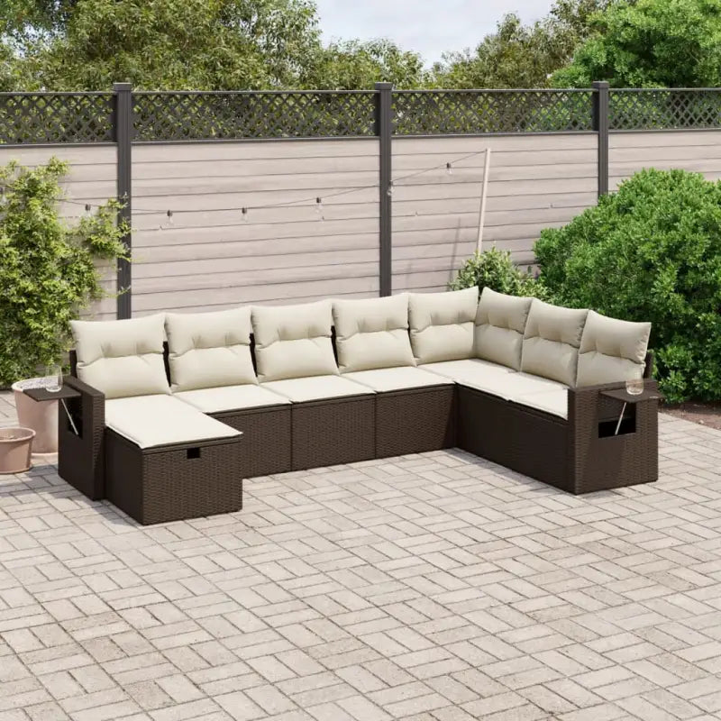 Lounge tuinset van zwart gepoedercoat staal met praktische afmetingen - Bruin en crème / zonder opbergruimte - Tuinsets