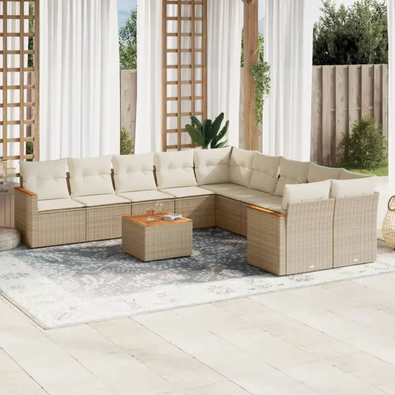 Lounge Tuinset van Zwart Gepoedercoat Staal met Waterdichte Tas - beige en crèmekleurig / Met tafel - Tuinsets