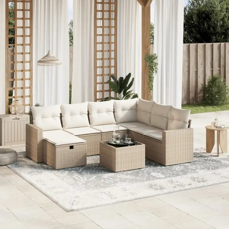 Lounge tuinset van zwart gepoedercoated staal met perfecte afmetingen - beige en crèmekleurig / Met tafel - Tuinsets