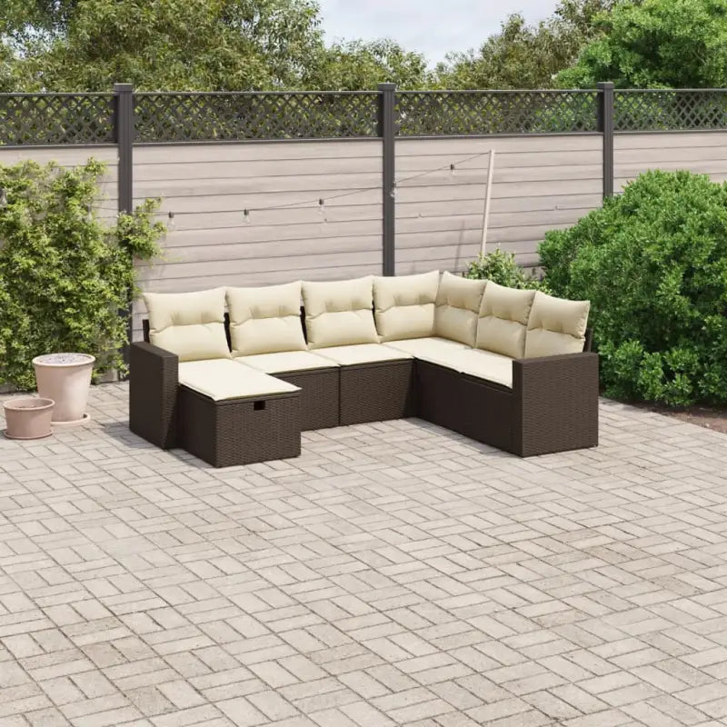 Lounge tuinset van zwart gepoedercoated staal met perfecte afmetingen - Bruin en crème / Zonder tafel - Tuinsets