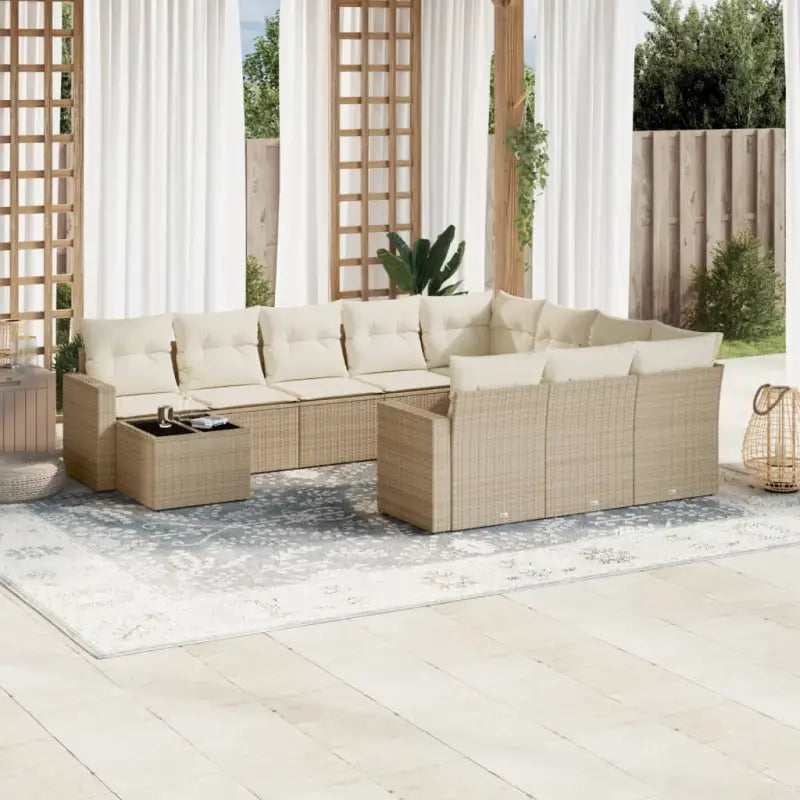 Lounge tuinset van zwart materiaal en gepoedercoat staal geschikt voor je terras - beige en crèmekleurig - Tuinsets